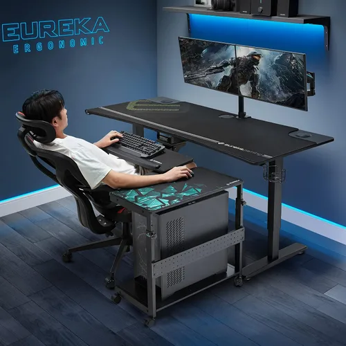 Vista 2 de EUREKA ERGONOMIC Soporte para PC en altura ajustable, color negro