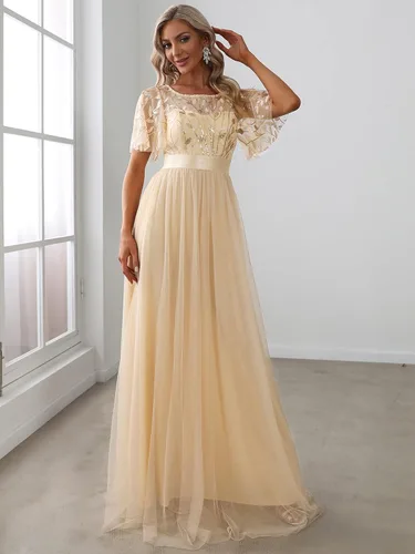 Vista 3 de Ever-Pretty - Vestido con bordado cintura imperial y acampanado para mujer 0904 para fiesta y graduación