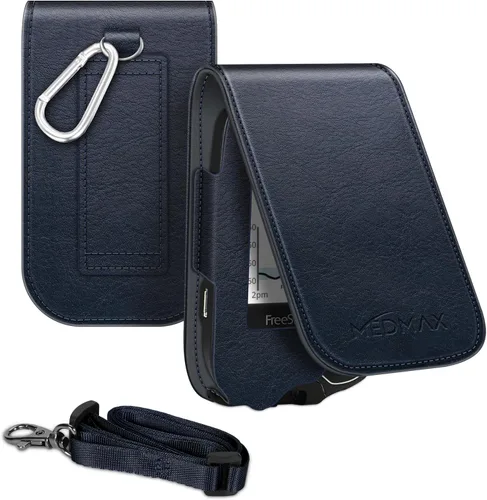 Vista 7 de Funda protectora de piel sintética con cordón desmontable para colgar Para Freestyle Libre 3 2 / Libre Reader, a prueba de golpes, para Negro