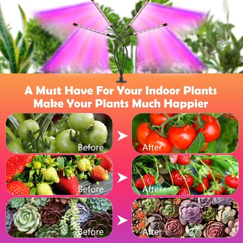 Vista 4 de Lámparas de cultivo shalaker para plantas de interior, 80 luces LED con espectro completo y espectro rojo y azul, 10 niveles regulables