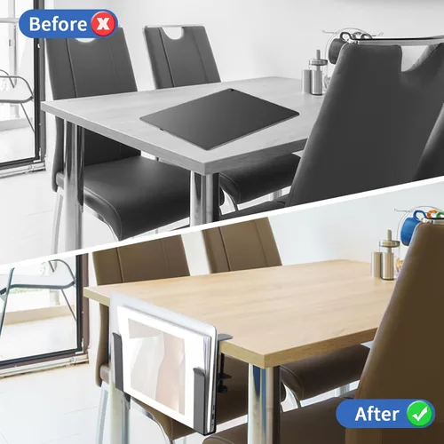 Vista 8 de LUKETURE Soporte lateral ajustable para laptop, soporte para portátil sin taladro, almacenamiento debajo del escritorio, soportes para portátiles