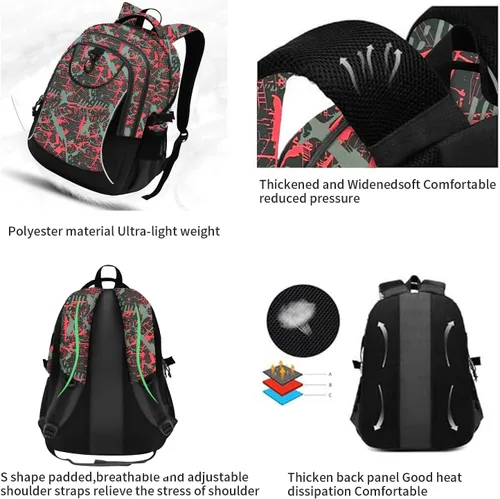 Vista 5 de Mochila escolar estilo Rickyh, mochila de viaje para hombres y mujeres, mochila ligera con compartimento para portátil, Tamaño único