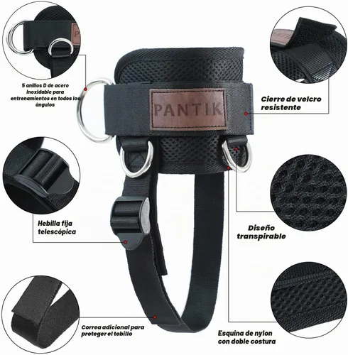 Vista 3 de Correa de tobillo para máquina de cable, accesorios de tobillo ajustables para gimnasio, ajuste cómodo, neopreno acolchado de acero con doble anillo