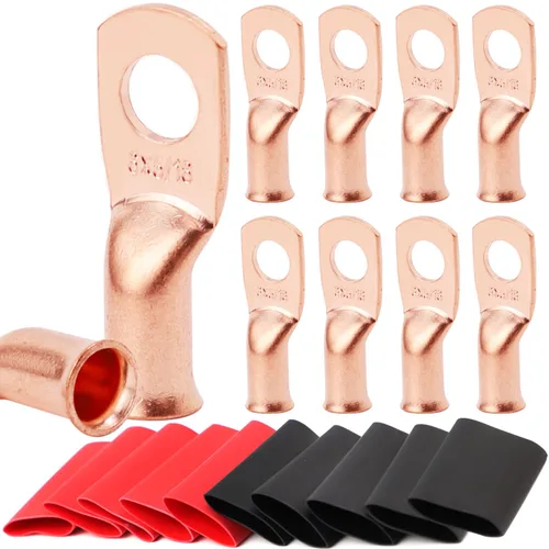 Vista 63 de TKDMR - Kit de 264 piezas de extremos de cable de batería, 132 piezas de terminales de anillo de lengüetas de cable de cobre resistentes AWG 8 6 4 2