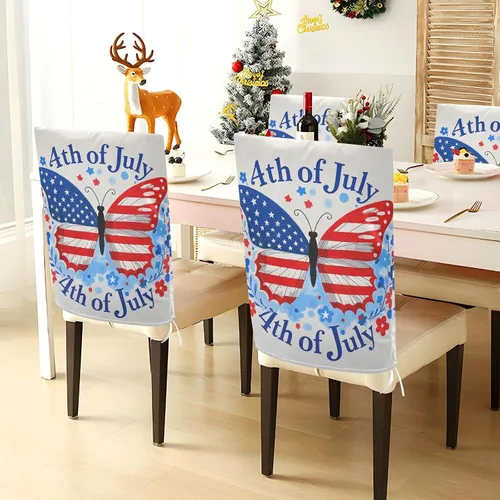 Vista 4 de 4th of July Independence Day Red Blue Butterfly Decorative Office Chair Slipcover for Family Gatherings Washable Slip Cover protectores de sillas