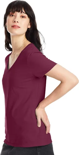 Vista 3 de Hanes - Camiseta con cuello en V para mujer Nano-T
