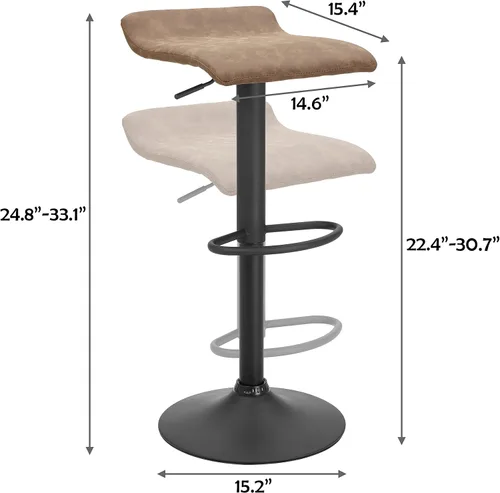 Vista 3 de Finnhomy Juego de 2 taburetes de bar ajustables, taburetes de bar giratorios para silla de altura de encimera de cocina, marrón retro