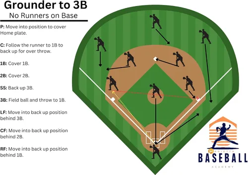 Vista 6 de Guía de entrenamiento de béisbol y softbol juvenil - 40 situaciones defensivas con posicionamiento y roles del jugador - Libro de jugadas