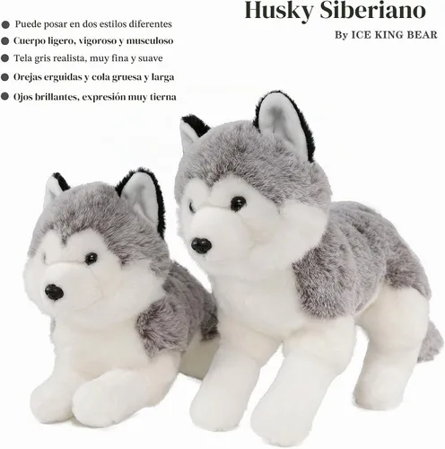 Vista 2 de Ice King Bear Peluche realista de Husky siberiano, juguete de peluche, 13 pulgadas de longitud (original)