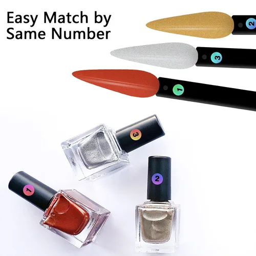 Vista 2 de Palitos para muestras de uñas con calcomanías numéricas, 100 unidades (negro) Nail Color Display Stiletto Tips with 2 copies 1-100 number