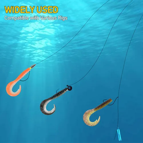Vista 7 de Dr.Fish Señuelos de pesca blandos, cebos de plástico suave de 3 pulgadas, cebos de gusano Swimbaits de cinta, cola de cebo de sábalo para pesca