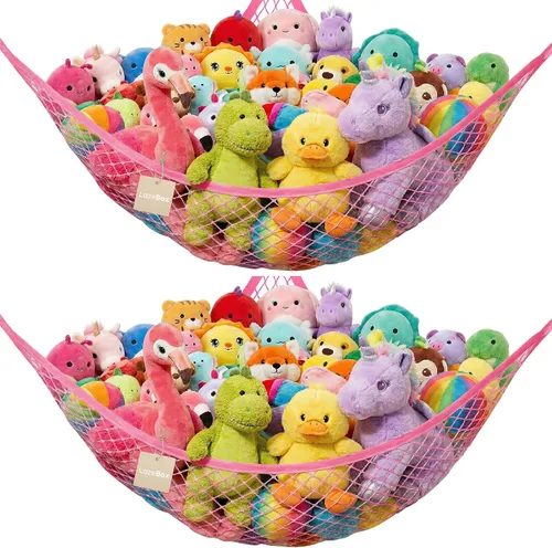 Vista 11 de Lazebox Hamaca de red para animales de peluche para juguetes de peluche, hamaca de animales de peluche de esquina para decoración de habitación