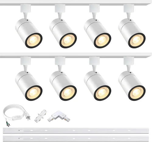 Vista 10 de Cabezales de iluminación de riel tipo H regulables blancos (sin rieles de riel), 6 piezas iluminadas 3000 K blanco cálido 20 W 2400 lm