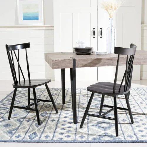 Vista 8 de SAFAVIEH Home Collection Friar Farmhouse DCH1401A-SET2 - Silla de comedor con eje negro