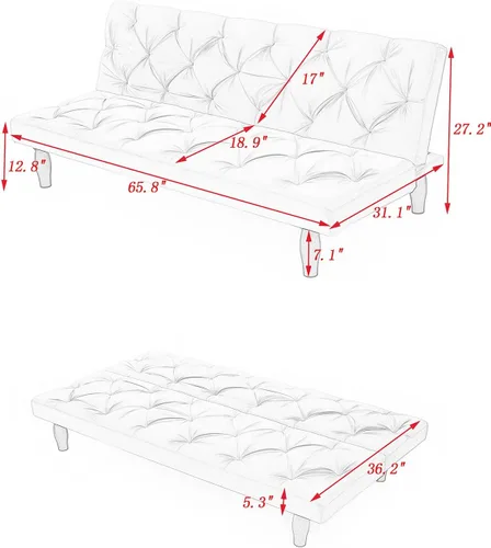 Vista 2 de Sofá cama de terciopelo convertible con patas de madera, cama plegable, sofá cama, sofá cama adecuado para sala de estar familiar, apartamento