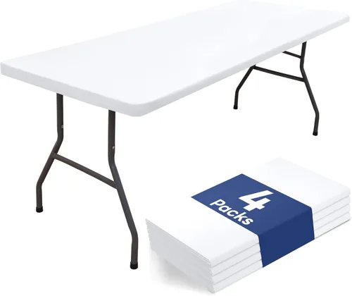 Vista 23 de homing Paquete de 4 manteles rectangulares de 4 pies, mantel ajustable de poliéster impermeable, lavable, para picnic, campamento, al aire libre