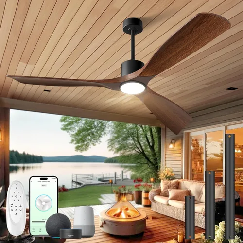 Vista 15 de Ventilador de techo inteligente de 52 pulgadas con luces, ventilador de techo para exteriores compatible con Alexa/aplicación/control remoto, motor