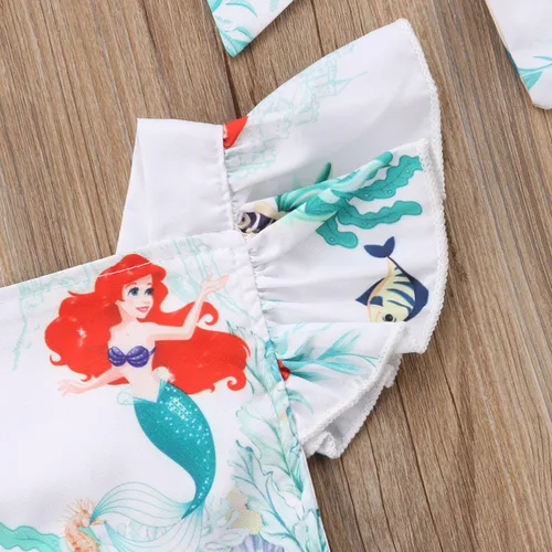 Vista 6 de Conjunto de 2 piezas de ropa de verano con estampado floral y manga abombada para bebé niña