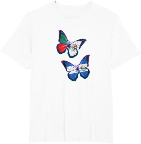 Vista 9 de Raíces biculturales de El Salvador y México. Versión mariposa Camiseta, Negro