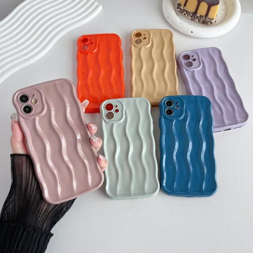 Vista 2 de Caseative Funda para iPhone 11, diseño de ondas rizadas, suave, compatible con iPhone (azul, iPhone 11)