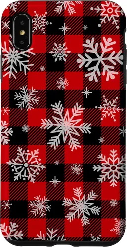 Vista 11 de Snowflakes Snow Snowing Christmas Winter Red Black Plaid Case for iPhone 17