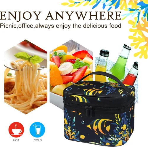 Vista 6 de Aosbos Bolsa de almuerzo para hombres y mujeres, bolsas aisladas para enfriar, bolsas térmicas, bolsa de almuerzo para contenedores de alimentos