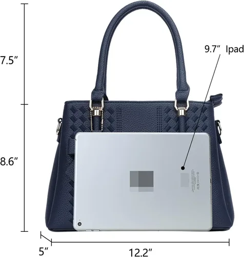 Vista 5 de KKXIU Bolsos tipo satchel para mujer con asa, bolsos de hombro y carteras con bolsillos y cremallera, bolsos cruzados de cuero