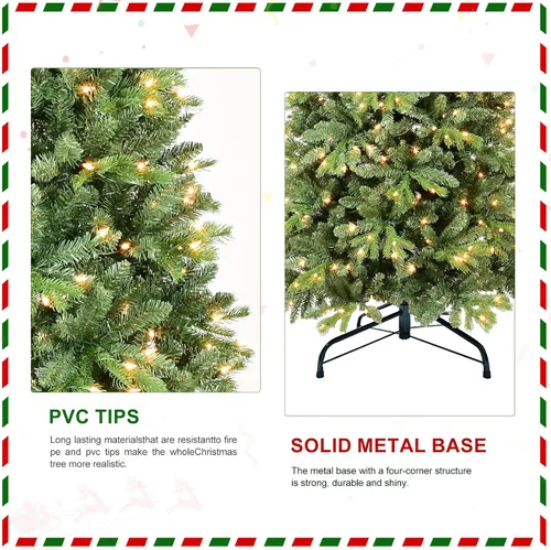 Vista 8 de 7.5ft PE PVC Artificial Christmas Tree and Metal Stand