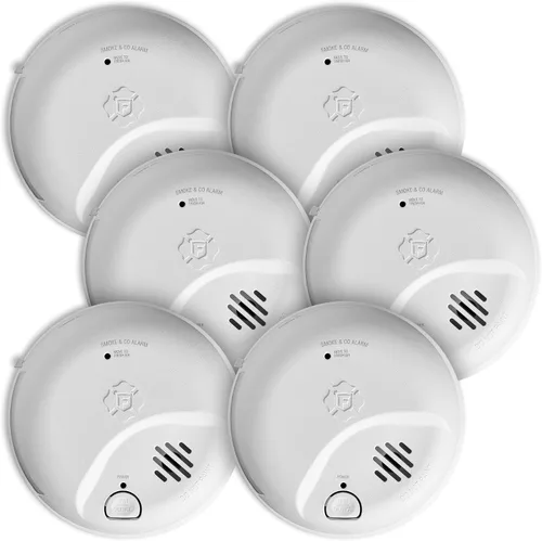 Vista 9 de First Alert Alarma combinada de humo y monóxido de carbono, detector cableado de interconexión con batería de respaldo, SMICO100-AC, Paquete de 1