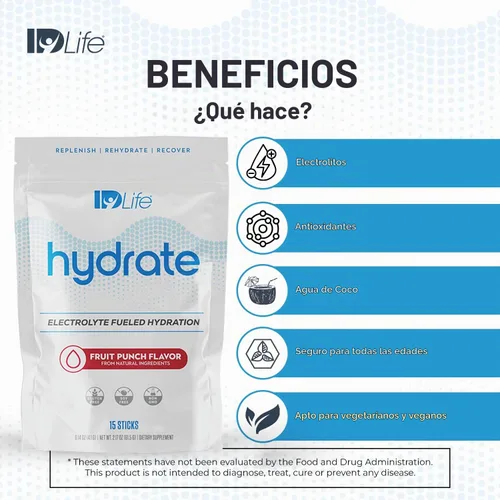 Vista 3 de IDLife Hydrate - Ponche de frutas - 15 varillas