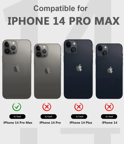 Vista 2 de Funda impermeable diseñada para iPhone 14 Pro Max, a prueba de golpes y polvo con protector de pantalla, funda protectora de cuerpo completo