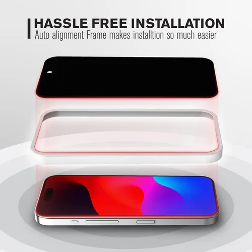 Vista 4 de VENA Protector de pantalla de vidrio templado de privacidad de 2 vías compatible con Apple iPhone 15 Pro Max (6.7 pulgadas) – 3 paquetes