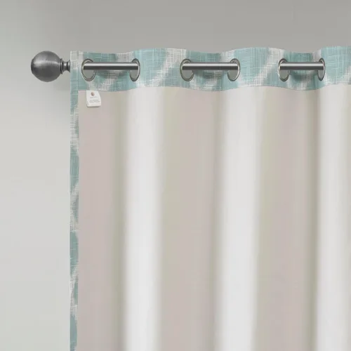 Vista 5 de Sun Smart Blakesly Cortinas opacas para ventana de patio, estampado Ikat, decoración de sala de estar, decoración de sala de estar, cortina