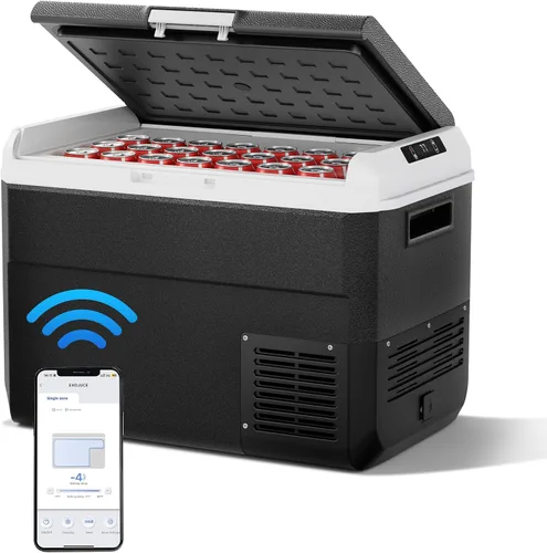 Vista 10 de EKOJUCE Refrigerador de 12 voltios, enfriador eléctrico de 43 cuartos, refrigerador para automóvil 12V/24V DC 100~240V AC, congelador portátil