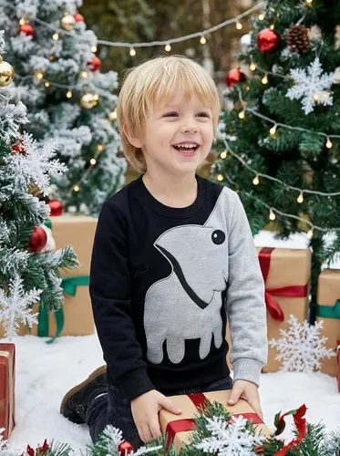 Vista 2 de Sudaderas para niños, lindas camisas de elefante, ropa para niños, sudadera con capucha tipo pullover para niños pequeños, sudadera de algodón