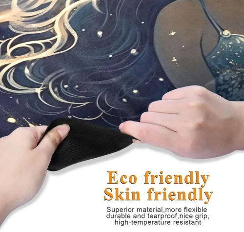 Vista 2 de Hermoso tapete de yoga de sirena para mujeres y hombres, 71 x 26 pulgadas, plegable, antideslizante, para pilates, aeróbicos, ejercicios de suelo