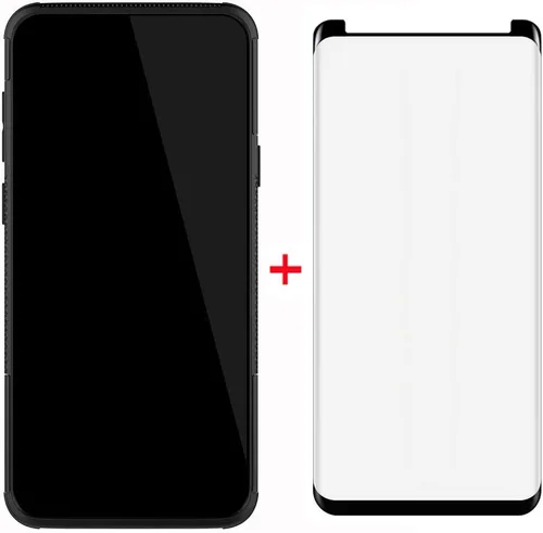 Vista 3 de Funda de teléfono para Samsung Galaxy S9 Plus con protector de pantalla de vidrio templado y soporte soporte rígido híbrido protector accesorios