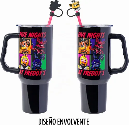 Vista 5 de Silver Buffalo Five Nights at Freddy's, vaso de acero inoxidable, 40 onzas Cinco noches en la entrega especial de Freddy