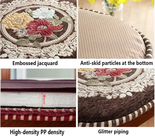 Vista 6 de EORNOW Juego de cojines para silla de comedor con lazos, juego de 1/2/4, almohadillas antideslizantes para silla de comedor con funda extraíble