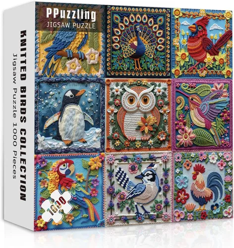 Vista 8 de Rompecabezas vintage de pavo real para adultos de 1000 piezas, rompecabezas de jardín de pájaros coloridos, rompecabezas de animales de flores
