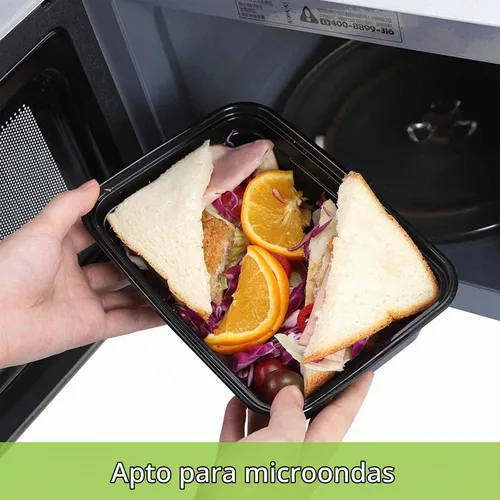 Vista 3 de AIFUSI Paquete de 50 recipientes para preparación de comidas, lonchera desechable, recipientes lavables con tapas, caja Bento de plástico
