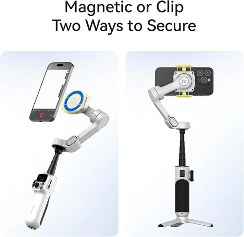 Vista 2 de AOCHUAN Gimbal de teléfono de 3 ejes para iPhone, estabilizador de cardán con seguimiento automático de 360 ° de AI Pan, varilla de extensión