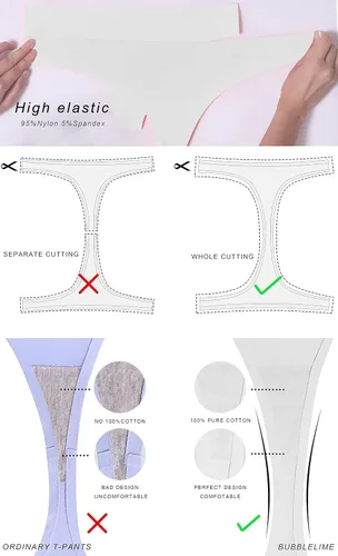 Vista 5 de Bubblelime - Panties deportivos tipo tanga, tiro bajo, no se transparentan, panties sexis invisibles y transpirables (paquetes de 6, 3 y 1 unidades)