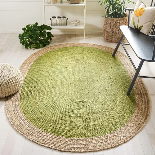 Vista 47 de SAFAVIEH Natural Fiber Collection - Alfombra ovalada, 2 pies 6 pulgadas x 4 pies, ovalada, azul aguamarina y marrón natural, yute hecho a mano