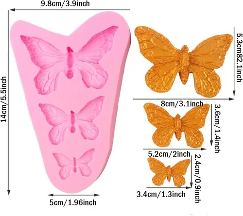 Vista 5 de Moldes de silicona de mariposa - Mini moldes de fondant de mariposa para herramientas de decoración de pasteles