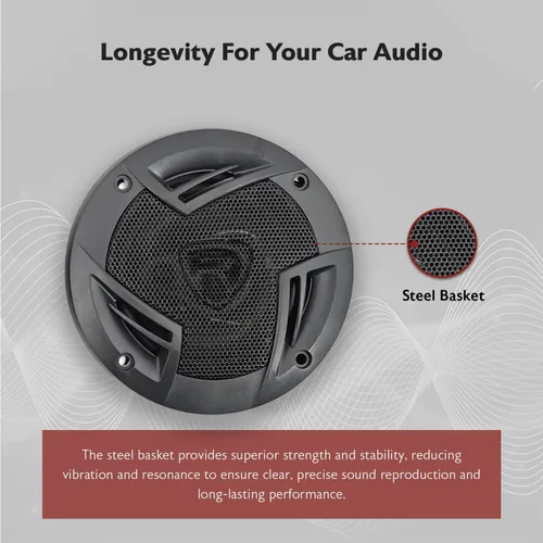 Vista 8 de Rockville RV4.3A - Altavoces de coche de 3 vías de 4 pulgadas, 500 W, 4 ohmios, woofer de polipropileno, envolvente de goma de butilo, con rejillas