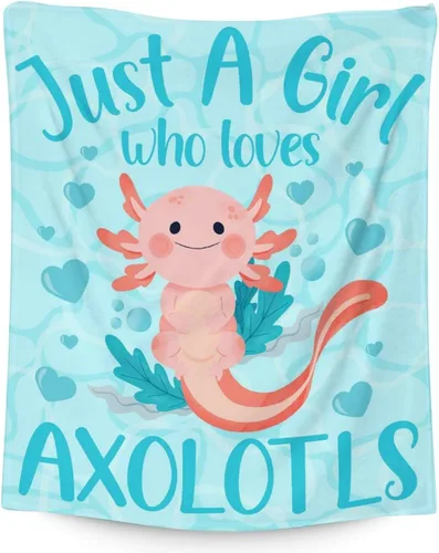 Vista 29 de Axolotl - Manta de regalo de 30 x 40 pulgadas, bonita manta para niñas, mantas suaves y peludas azules para sofá y oficina