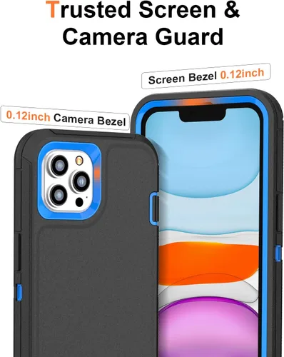 Vista 4 de Funda diseñada para iPhone 11 Pro Max [protección resistente 3 en 1 de cuerpo completo] con 2 protectores de pantalla, funda protectora resistente