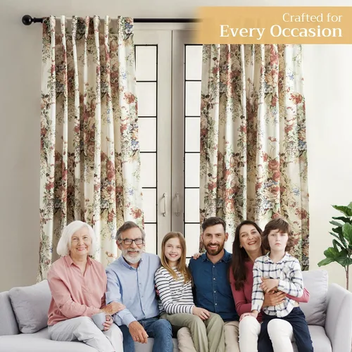 Vista 5 de Maison d' Hermine - Cortinas de 100% algodón, 1 panel, que filtran la luz, para sala de estar, dormitorio, con varilla y bolsillos de presillas, 005