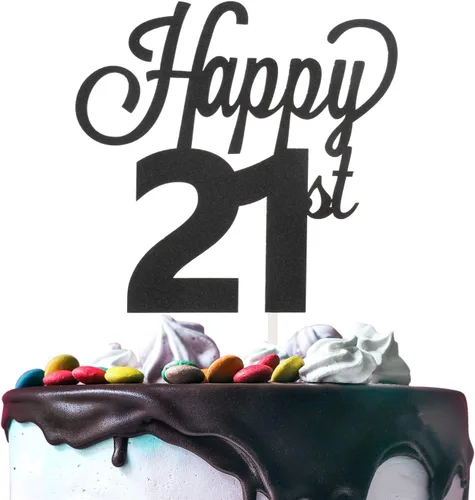 Vista 86 de LINGTEER - Decoración para pastel con texto "Happy Birthday 100", color negro
